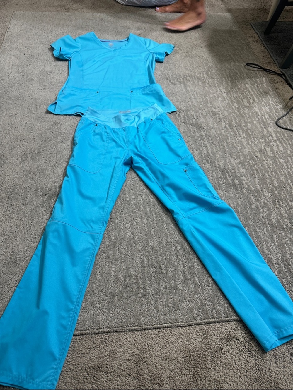 healing hands Aqua Blue Boot Cut Scrub Pants